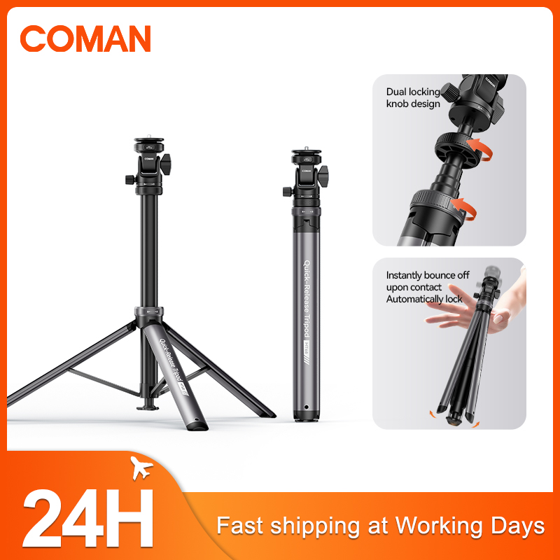 Photography Lighting Mount - COMAN MT68 ワンクリックポップアップクイックリリースライトスタンド 写真撮影用ライト DSLRカメラ三脚 7段伸縮