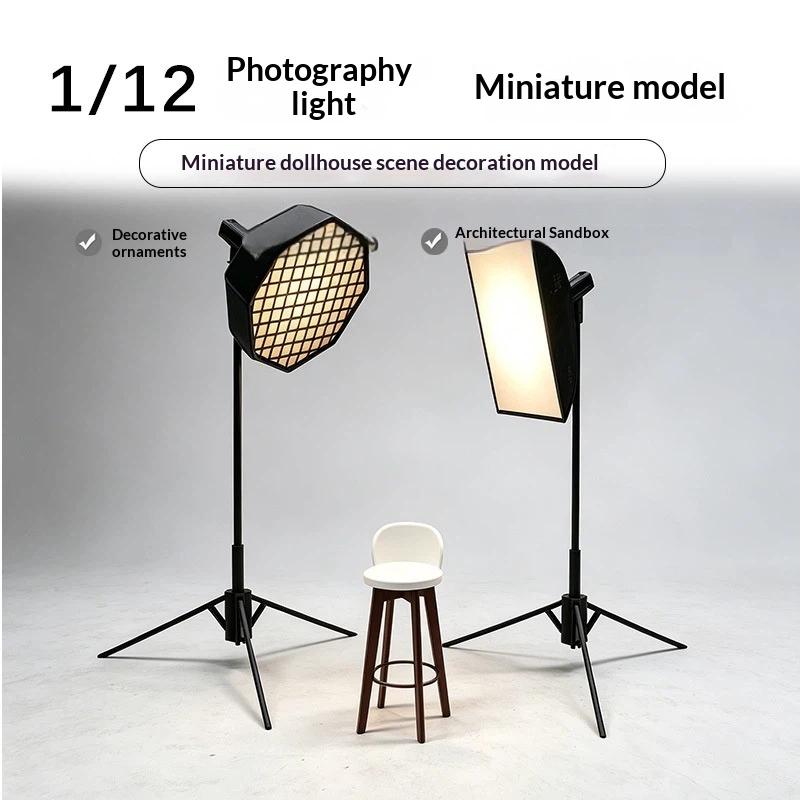 1/12スケール ミニチュア写真スタジオアクセサリーセット  - Photography Lighting Meter のレビューと価格