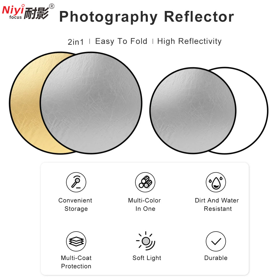 2in1 ラウンドポータブルリフレクター 30cm 60cm - Photography Lighting Reflectors のレビューと価格